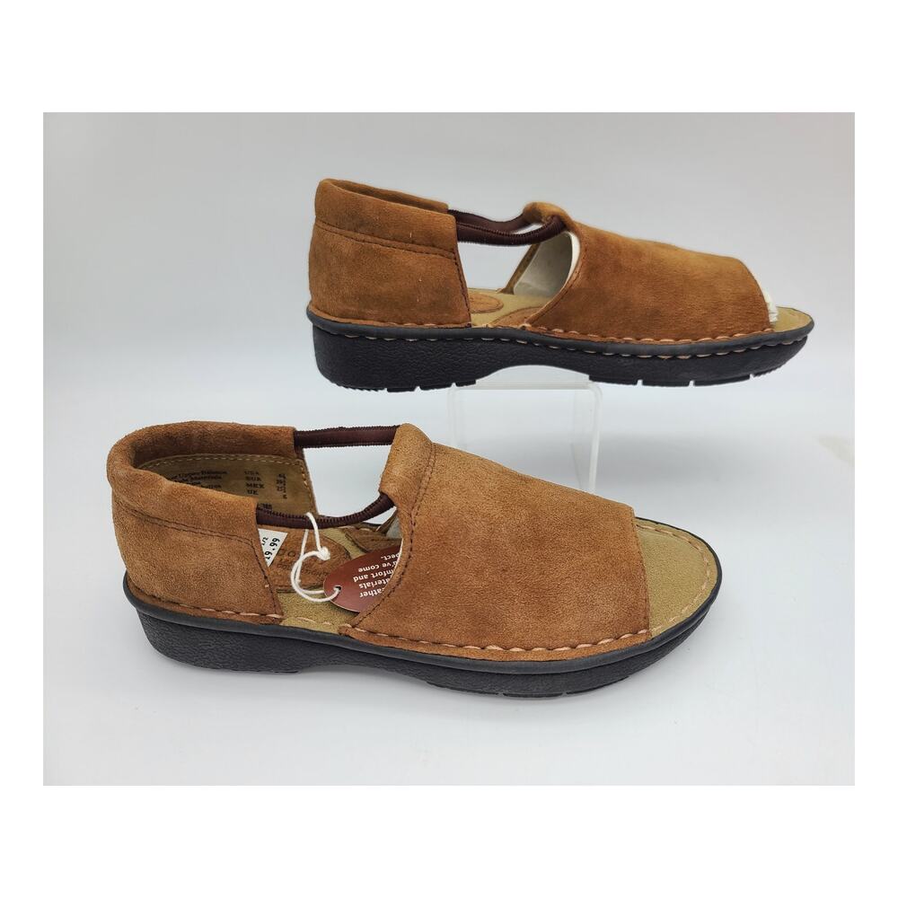 NIB Montego Bay Club Collection Brown Suede Quality Leather Sandals Women's 6.5 - Picture 3 of 10